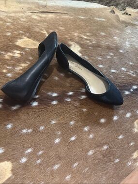 Pointed-Toe Black D'Orsay Flats by Jessica Grace